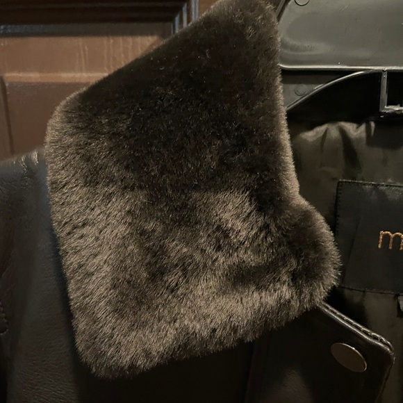 Maje dark brown leather aviator jacket - Picture 4 of 15